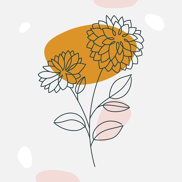 Gratis vector hand getekende eenvoudige bloem overzicht illustratie