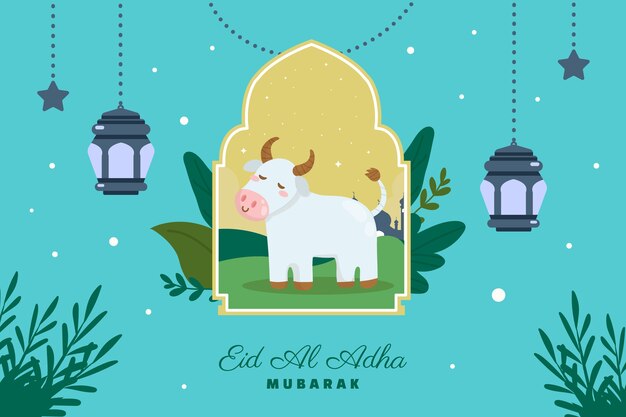 Hand getekende eid al-adha achtergrond