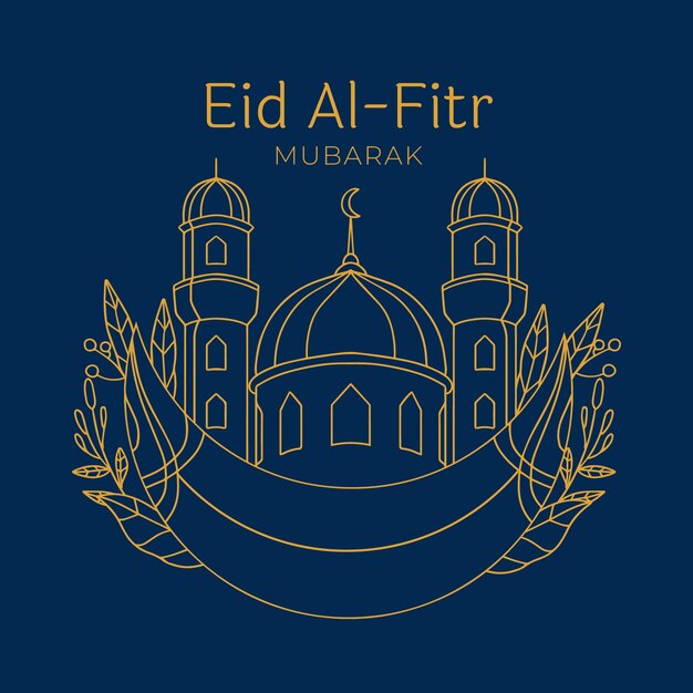 Hand getekende eid al-fitr illustratie