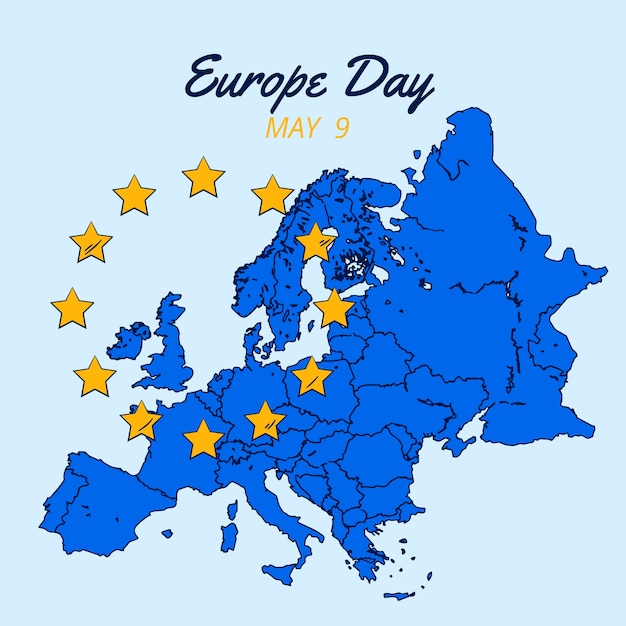 Gratis vector hand getekende europa dag illustratie