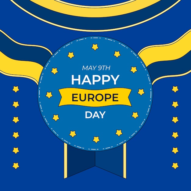 Gratis vector hand getekende europa dag illustratie