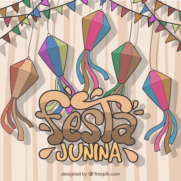 Hand getekende Festa Junina decoratie achtergrond