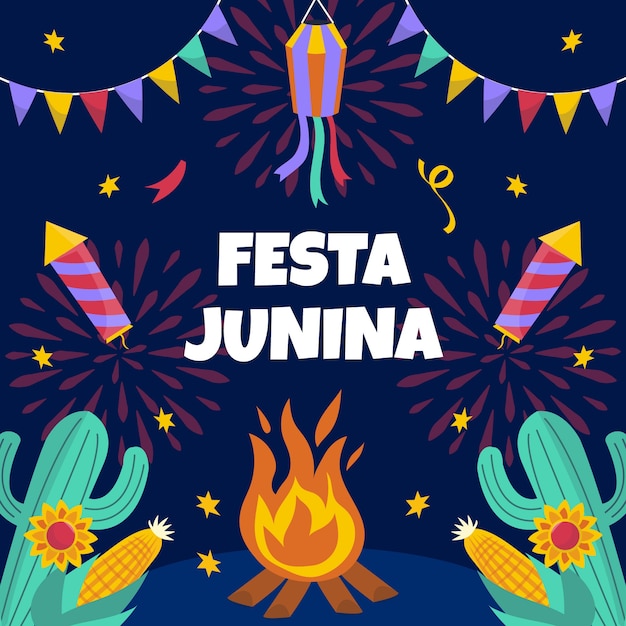 Hand getekende festas juninas achtergrond