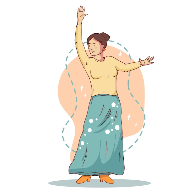 Gratis vector hand getekende flamenco vrouw illustratie