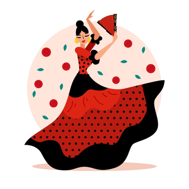 Gratis vector hand getekende flamenco vrouw illustratie