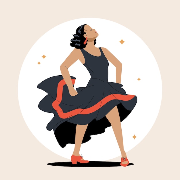 Gratis vector hand getekende flamenco vrouw illustratie