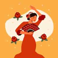 Gratis vector hand getekende flamenco vrouw illustratie