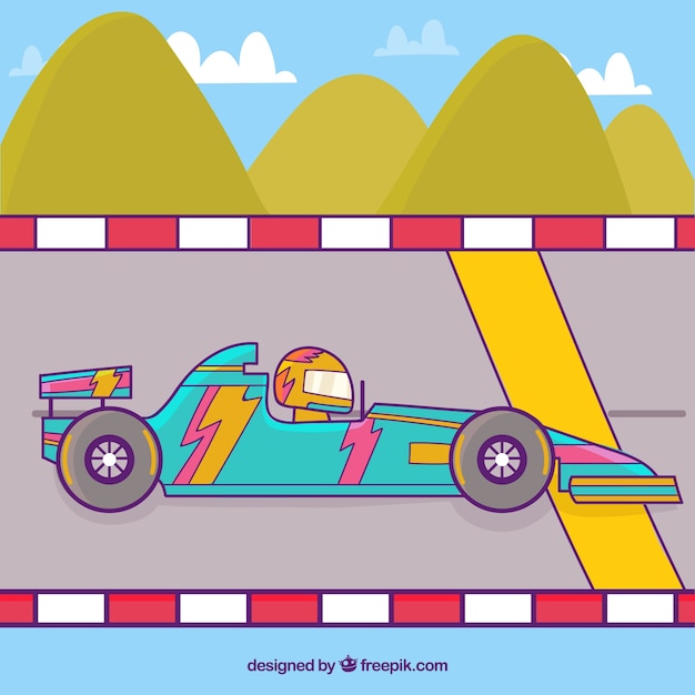 Gratis vector hand getekende formule 1 racewagen