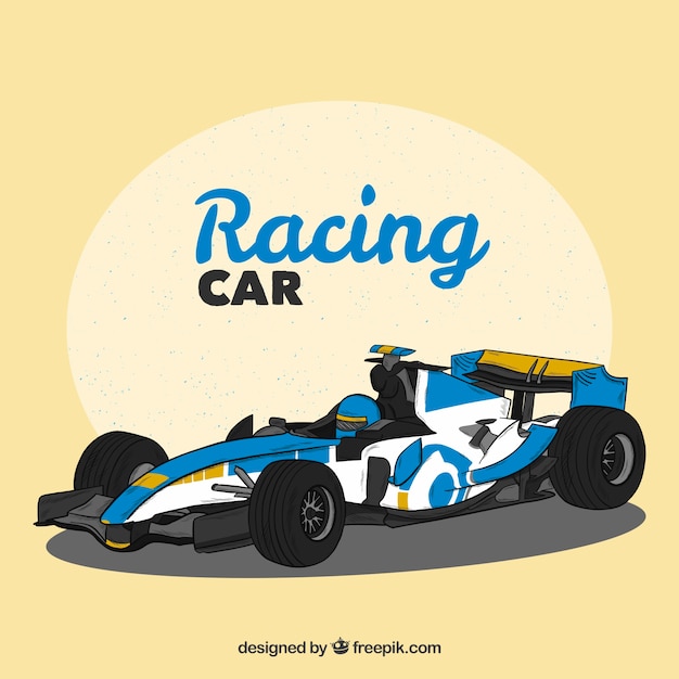 Gratis vector hand getekende formule 1 racewagen