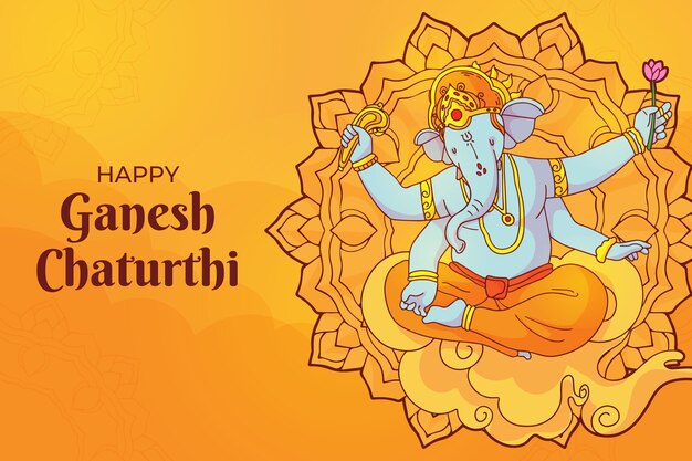 Hand getekende ganesh chaturthi achtergrond