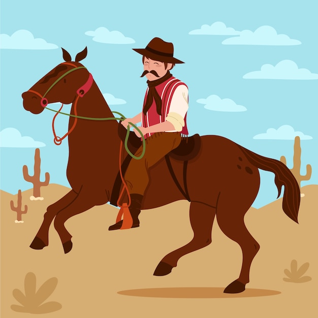 Hand getekende gaucho cowboy illustratie