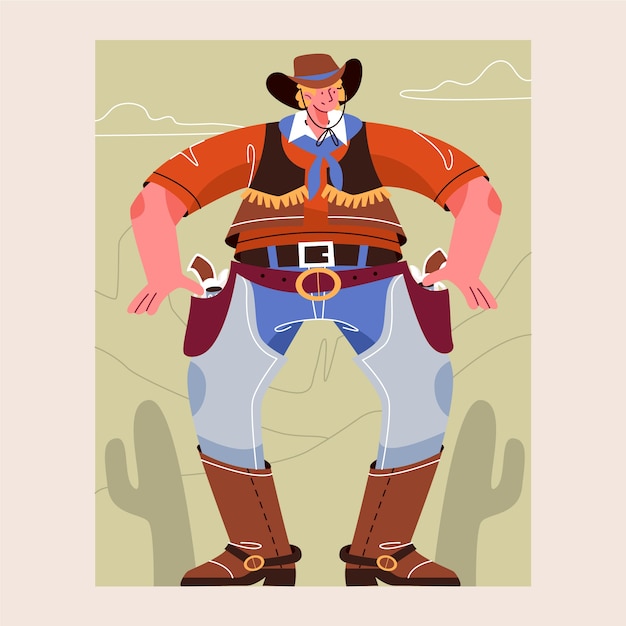 Hand getekende gaucho cowboy illustratie