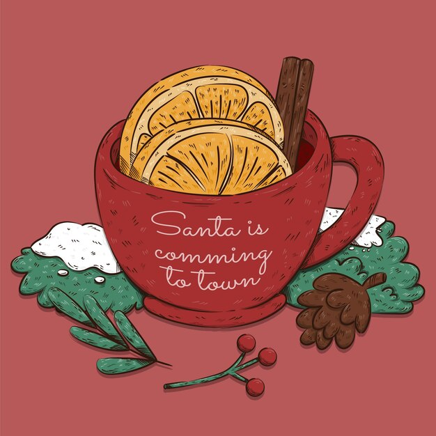 Gratis vector hand getekende glühwein illustratie