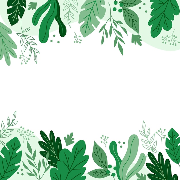 Gratis vector hand getekende groene bladeren achtergrond