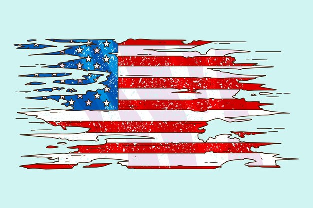 Hand getekende grunge Amerikaanse vlag achtergrond
