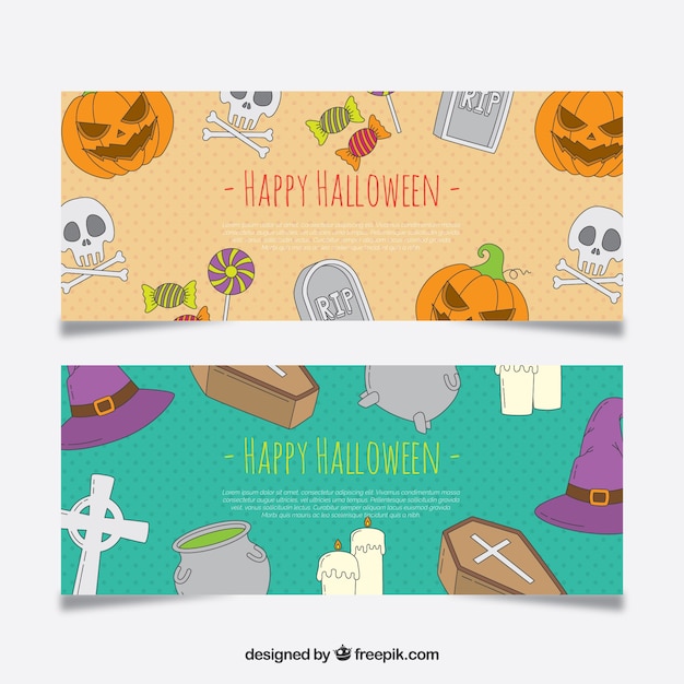 Hand getekende halloween banners