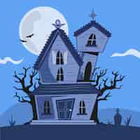 Gratis vector hand getekende halloween huis illustratie