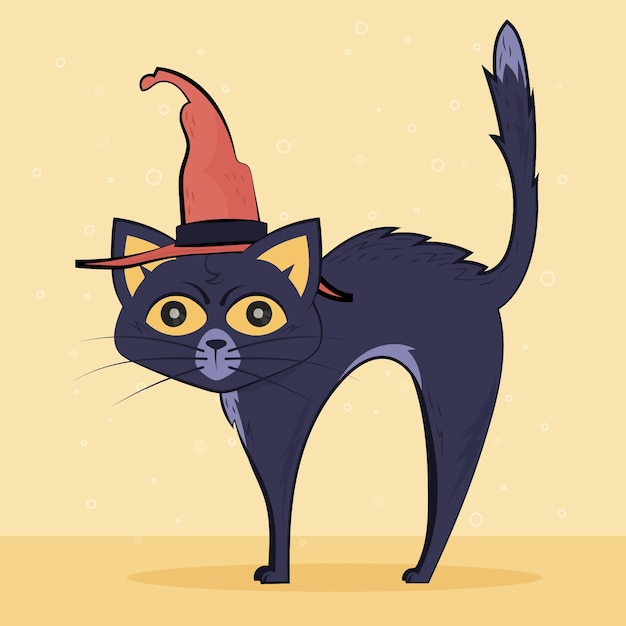 Hand getekende halloween kat illustratie