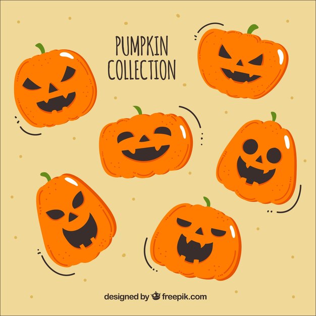 Hand getekende halloween pompoen collectie