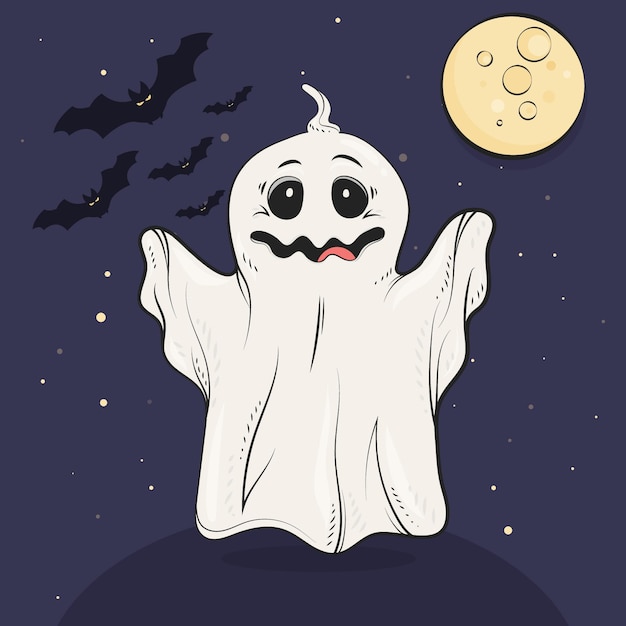 Gratis vector hand getekende halloween spookillustratie