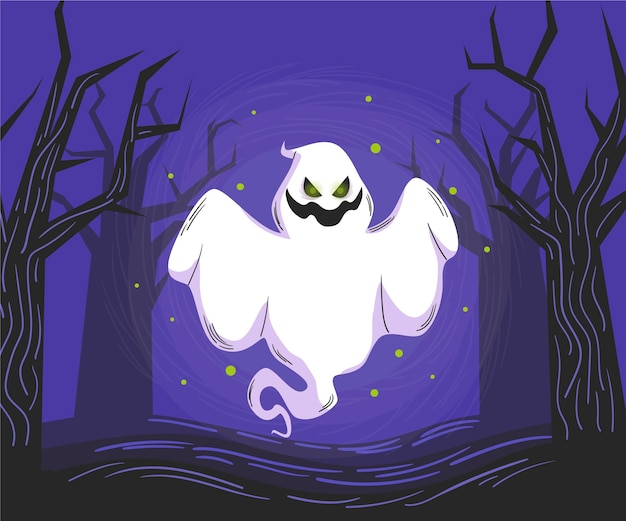 Gratis vector hand getekende halloween spookillustratie