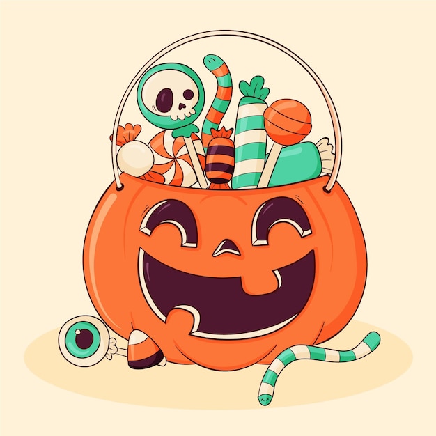 Gratis vector hand getekende halloween tas illustratie