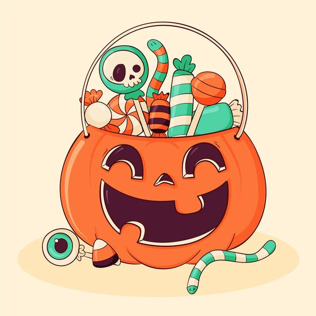 Hand getekende halloween tas illustratie