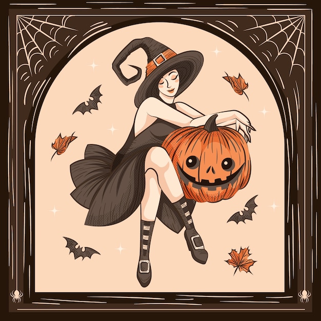 Gratis vector hand getekende halloween vintage illustratie