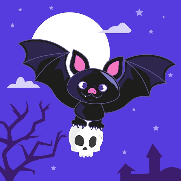 Gratis vector hand getekende halloween vleermuis illustratie