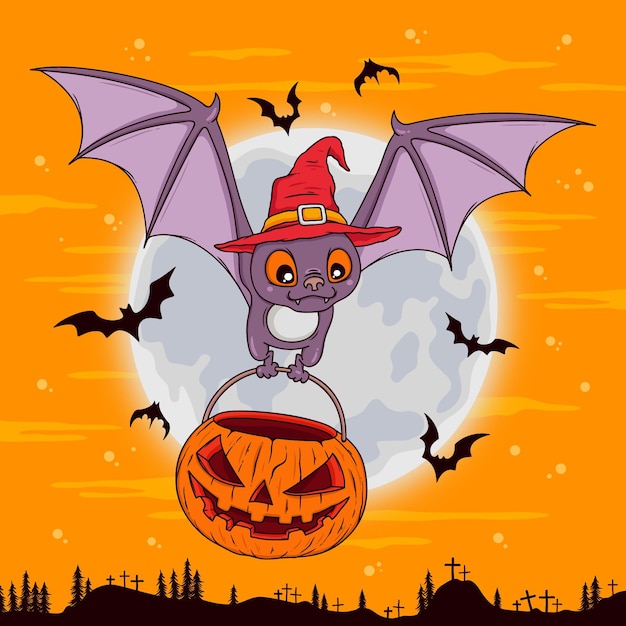 Gratis vector hand getekende halloween vleermuis illustratie