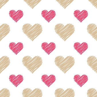 Hand getekende harten patroon. valentijnsdag achtergrond voor vakantie sjabloon. creatieve en luxe stijlillustratie