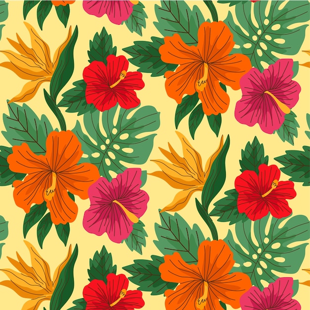 Hand getekende Hawaiiaanse shirt patroon illustratie