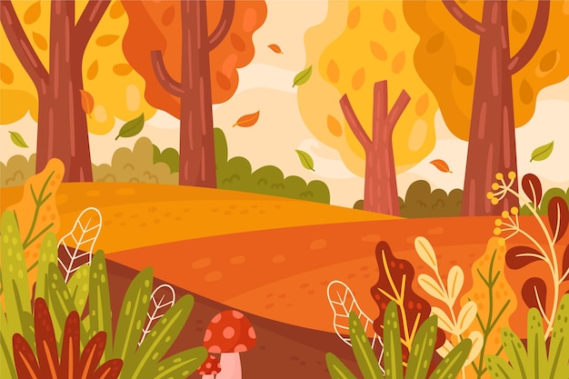 Gratis vector hand getekende herfst achtergrond