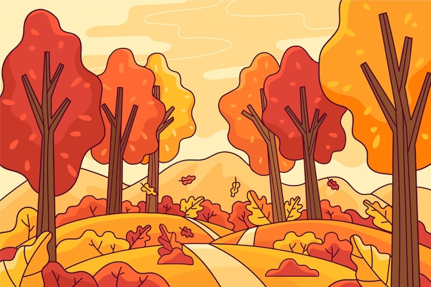 Gratis vector hand getekende herfst achtergrond