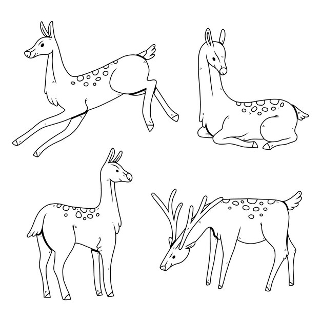 Hand getekende herten schets illustratie