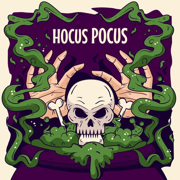 Hand getekende hocus pocus illustratie