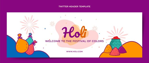 Hand getekende holi twitter header