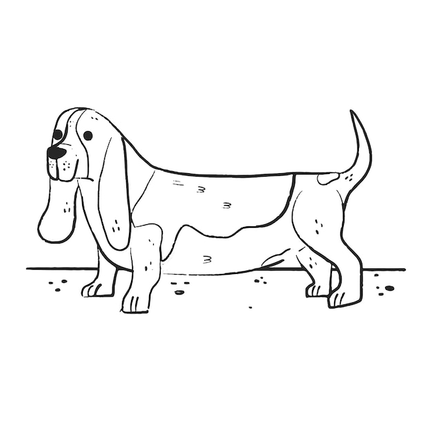 Hand getekende hond, schets illustratie