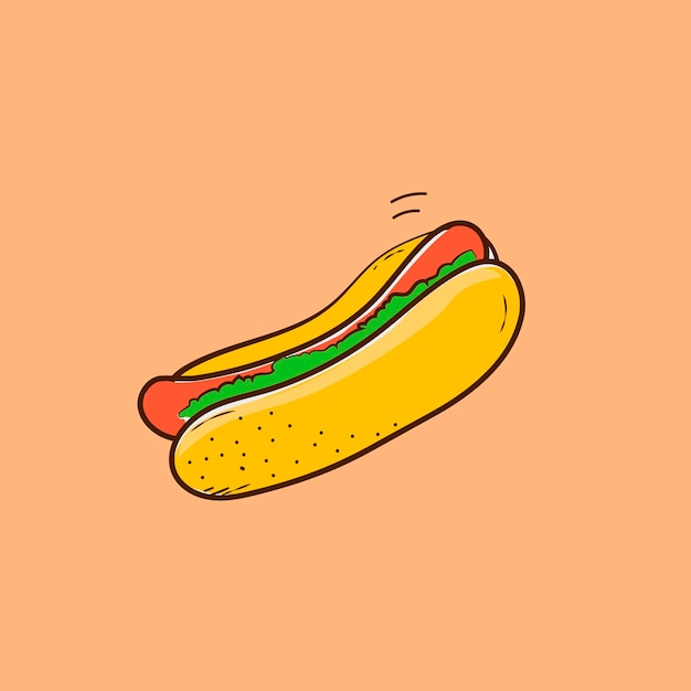 Hand getekende hotdog vector