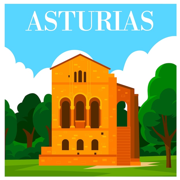 Hand getekende illustratie van asturië