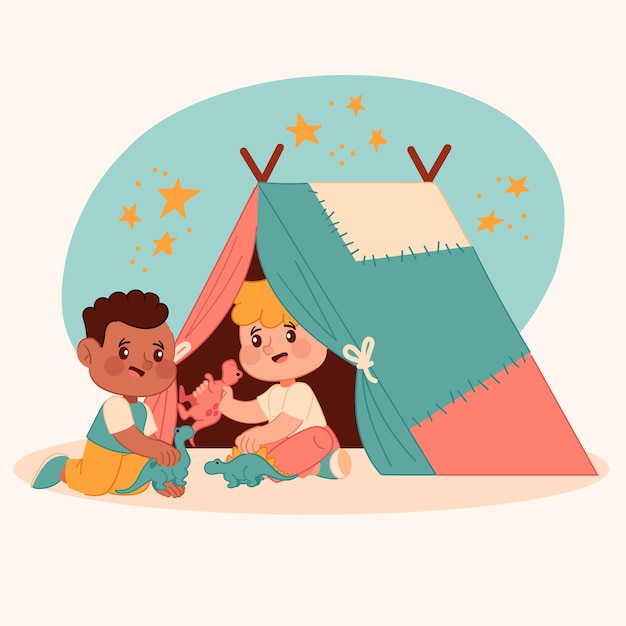 Gratis vector hand getekende illustratie van tipi tent