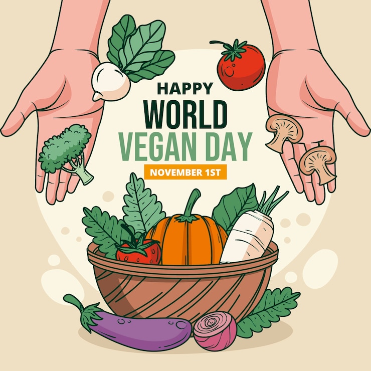Gratis Vector hand getekende illustratie voor de viering van de wereld veganistische dag