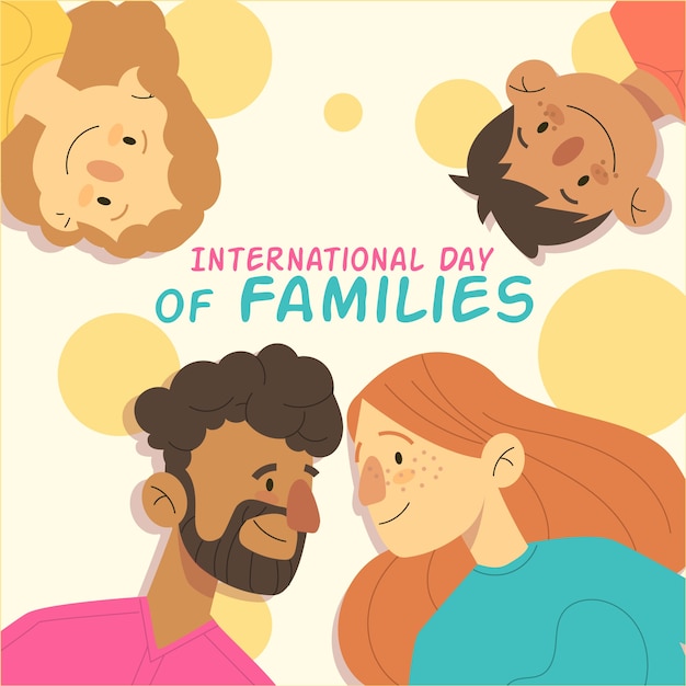 Hand getekende illustratie voor internationale dag van gezinnen met belettering