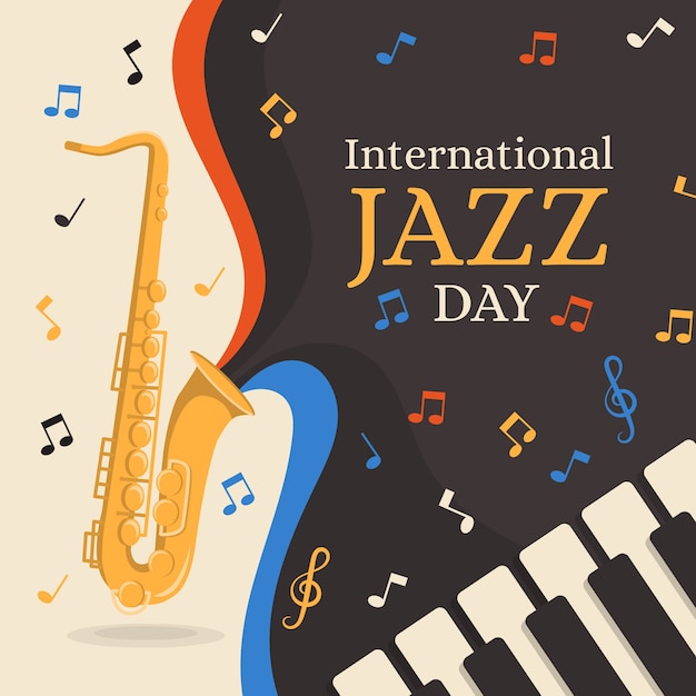 Gratis vector hand getekende illustratie voor jazz-dag