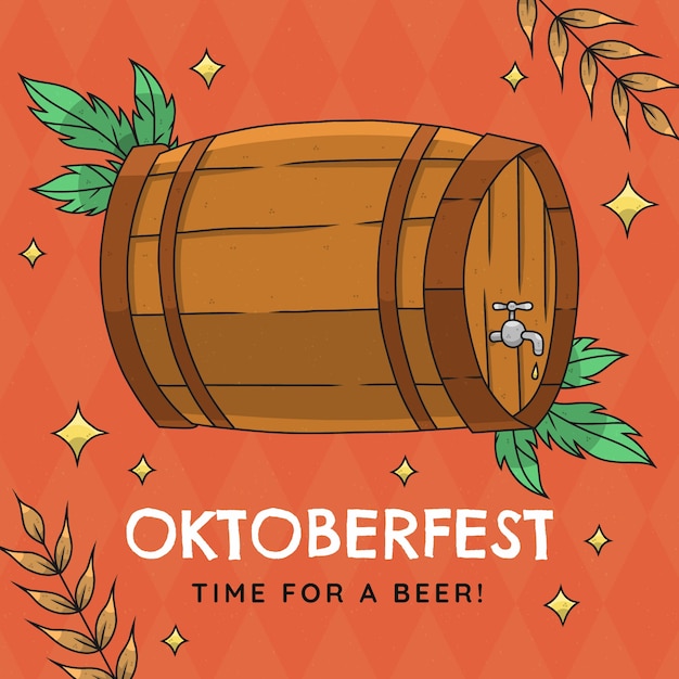 Gratis vector hand getekende illustratie voor oktoberfest bierfestival