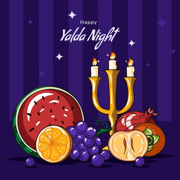Gratis vector hand getekende illustratie voor yalda nachtfestival