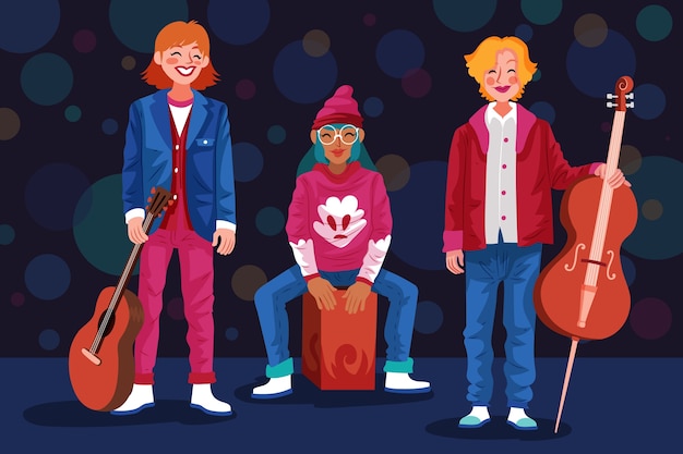 Hand getekende indie muziek illustratie