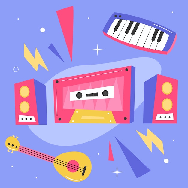 Gratis vector hand getekende indie muziek illustratie