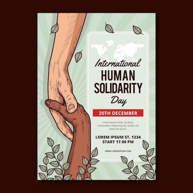 Gratis vector hand getekende internationale menselijke solidariteit dag poster sjabloon