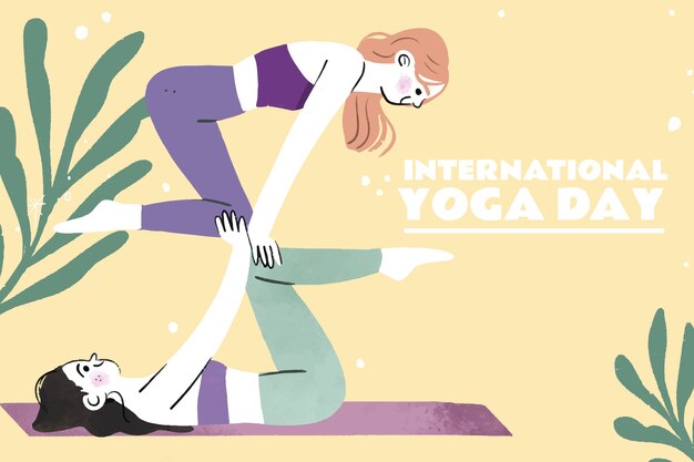 Gratis vector hand getekende internationale yoga dag illustratie